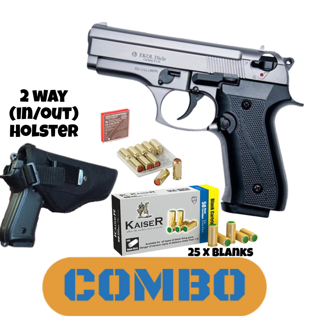 EKOL DICLE  9mm blank/pepper pistol + 25 blanks + holster