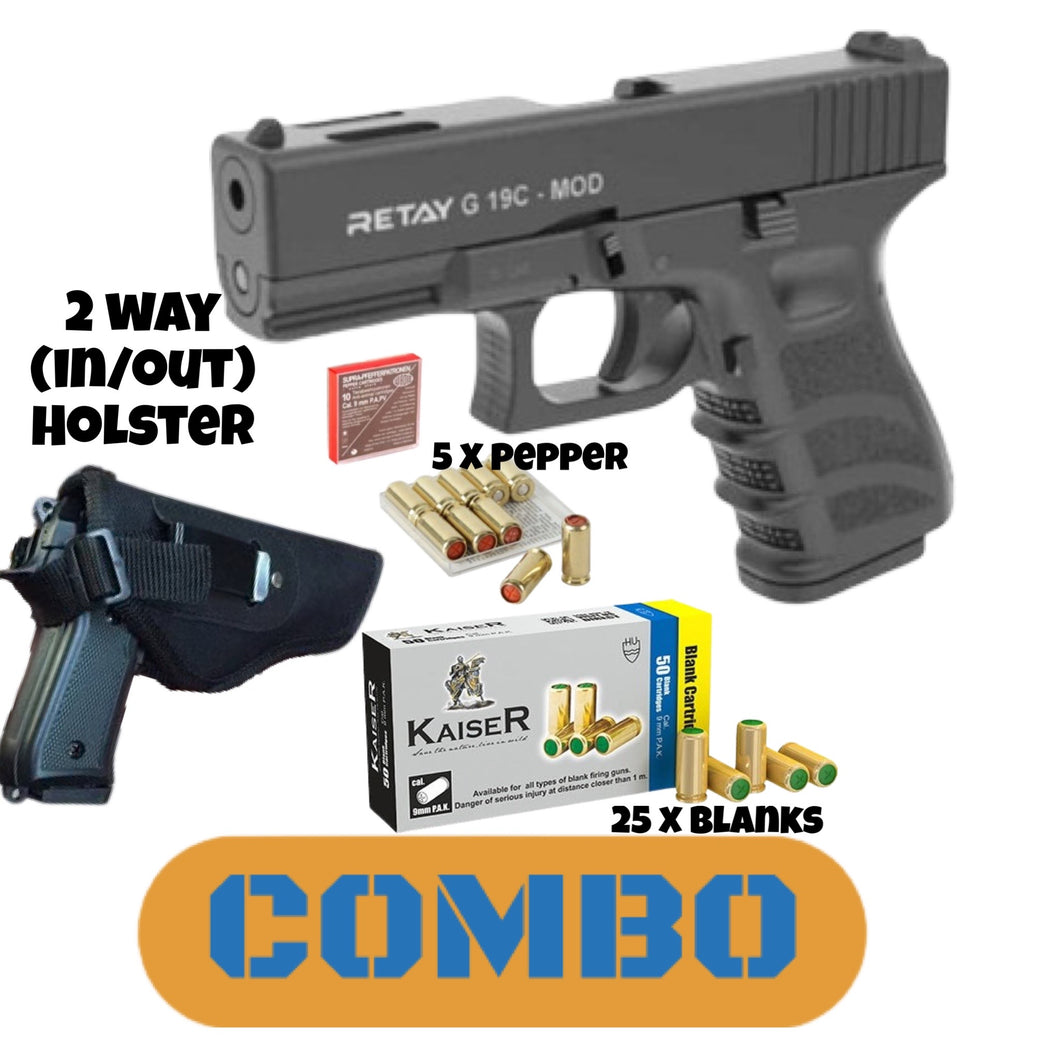 Retay G19C Combo (pistol+case+5 pepper+25 blanks+holster