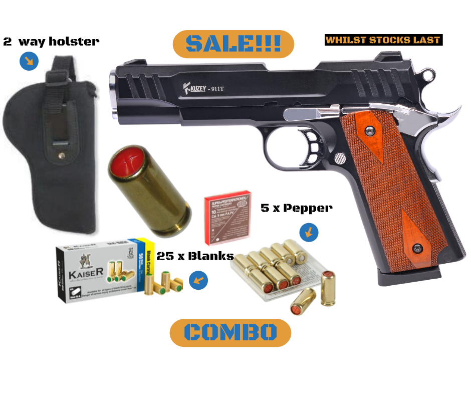 Kuzey 911 Black X 9mm self defence blank gun – Karani Outdoor