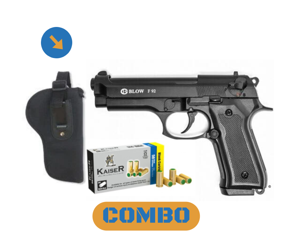 COMBO BLOW F92 AUTO 9mm blank pepper pistol + 25 blanks + holster