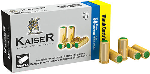 50 Units Kaiser 9mm P.A.K Blank cartridges(read The Description Below Before Purchasing)