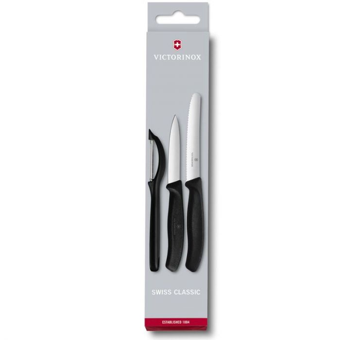 Victorinox Swiss Classic Paring Knife Set w/Peeler 3 Piece - Black
