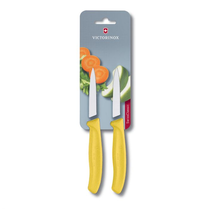 Victorinox Swiss Classic 2 Piece Paring Knives Plain Yellow - 8cm Blister