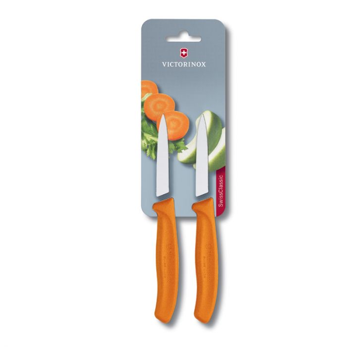 Victorinox Swiss Classic 2 Piece Paring Knives Plain Orange - 8cm Blister