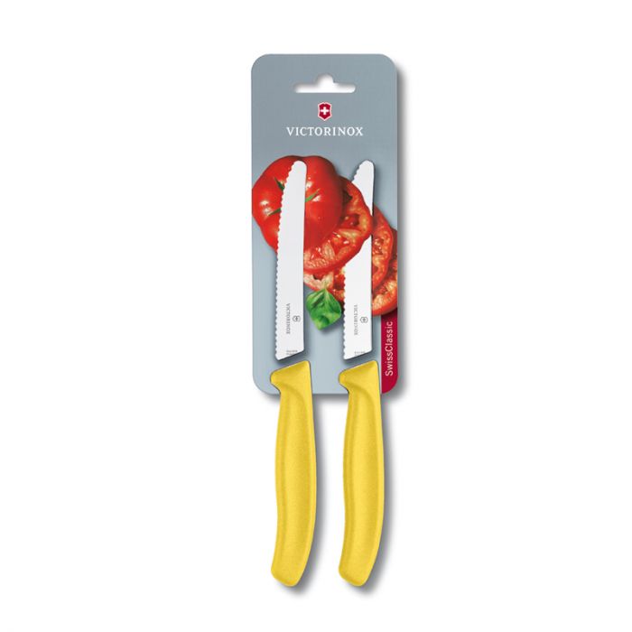 Victorinox Swiss Classic 2 piece Paring/Steak Knives Serrated Yellow - 11cm Blister