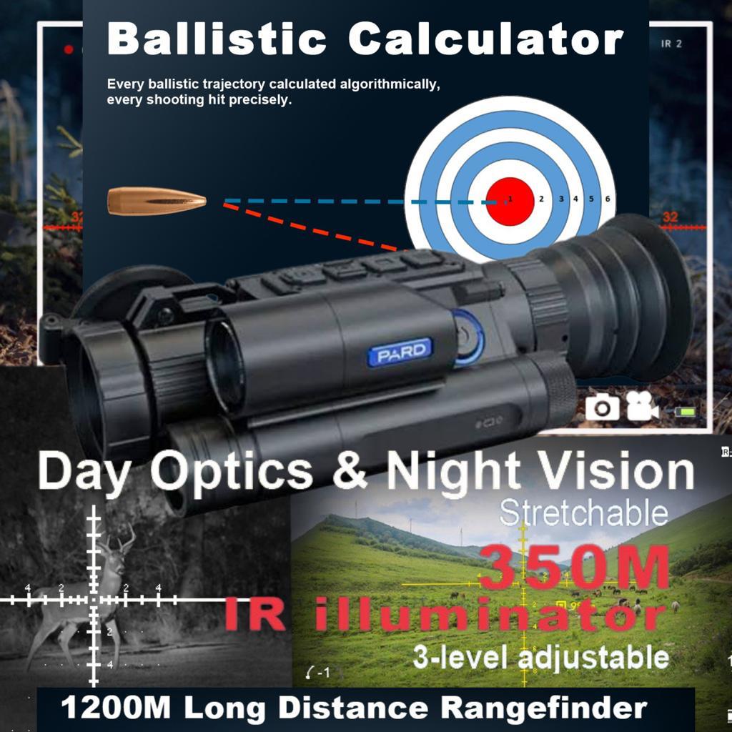 PARD NV008SLRF IR 350M Day/Night vision scope & Camcorder W/1200M LRF & APPLIED BALLISTICS'