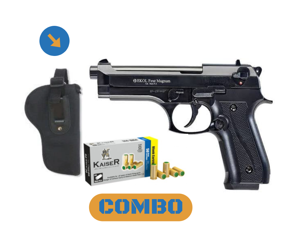 Ekol Firat magnum 9mm blank/pepper pistol + 25 blanks + holster