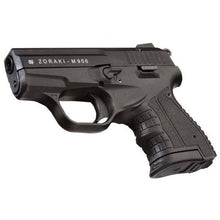 Load image into Gallery viewer, ZORAKI Mini Chrome 9mm Blank pepper pistol + 25 blanks + Suede holster
