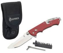 Load image into Gallery viewer, Gerber Hinderer Rescue Knife 3.5&quot; Blunt Tip Serrated Blade, Seat Belt Cutter, Window Breaker, Oxygen Tank Wrence and Tool Kit
